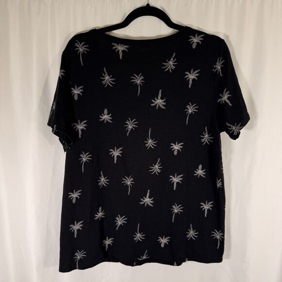 New Old Navy Blouse Women's Large Everywear Palm Tree Short Sleeve Vneck - Picture 6 of 10